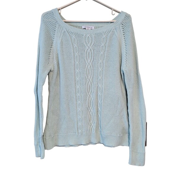 Liz Claiborne Women's Mint Green 100% Cotton Cable Knit Sweater Size XL - Picture 1 of 6